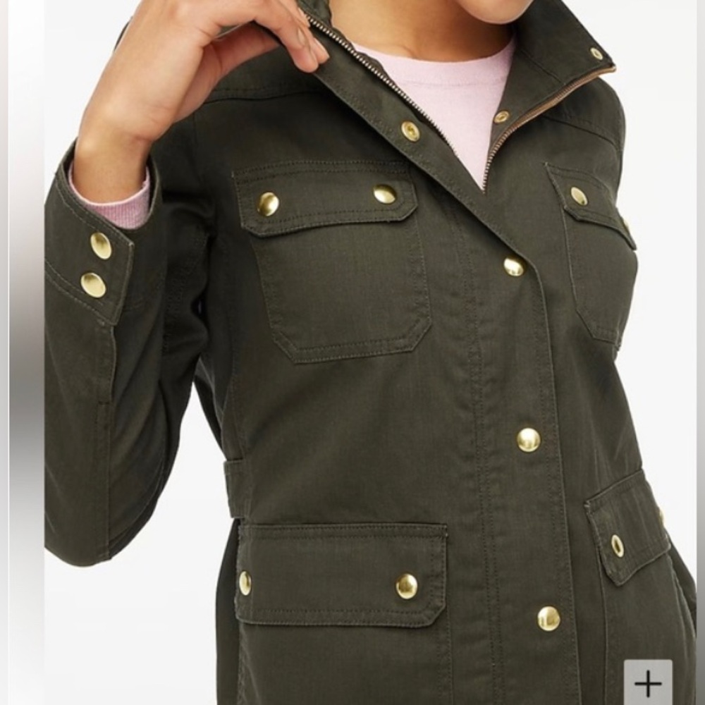 J. Crew Resin-Coated Twill Field Jacket, Mossy Brown Green sz M